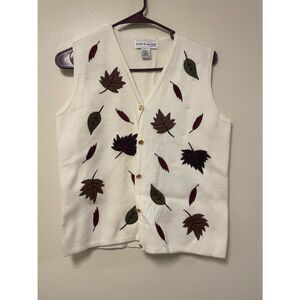 Croft & Barrow Petite Size M Fall Leaves Sweater Vest